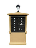 QualArc Estateview Stucco Cbu Mailbox Center, Tall Pedestal (Column Only) in Burnt Tuscan Color with Bayview Solar Lamp