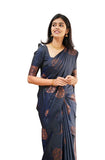 Shiv Textiles Womens Banarasi Silk Saree with Blouse Perfect for Every Occasion blue