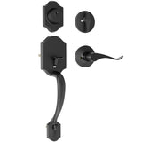 RAFECIEE Front Door Handle and Deadbolt Set, Front Door Lock Set, Exterior Door Handle with Single Cylinder Deadbolt Lock, Rever