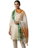 Dupatta Bazaar WomenS Shibori Tri Colour Cotton Silk Blend Dupatta With Tasselled Border | Lightweight Ethnic Stole For Kurti, 