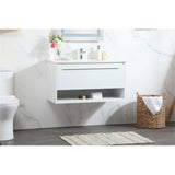 Elegant Decor Roman 36 Aluminum Alloy Mdf Single Bathroom Vanity In White
