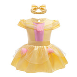 Dressy Daisy Infant Baby Girl Princess Beauty Onesie Romper Halloween Costume Bodysuit with Headband Size 18-24 months