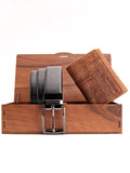 Bacca Bucci Premium Combo: Classic Wallet & Stylish Belt In Elegant Wooden Box Waist 2830