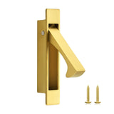 JOY DECOR Pocket Door Pull Handle, Edge Pull, Satin Brass Flush Mount for Sliding Doors (2 Pack)