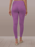 Lyra Women Solid Premium Cotton Lavender Ankle Length Leggings | Mid-Waist | Fashionwear