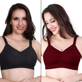 Trylo Riza Cottonfit Bra Combo Pack Black & Marun 34 D - Cup - Pack Of-2,BLACK & MARUN,34,B0DQKXC2FN