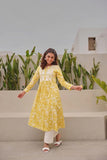 Anni Designer Women'S Rayon Blend Anarkali Embroidered Kurta (Rupini Yellow_L_Yellow_Large),Yellow,L,Rayon Blend,Classic,