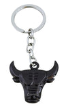 Caristo Angry Bull Face (Kc232) Black Metal Keychain For Car Bike Boys Men Women Kids Keyring