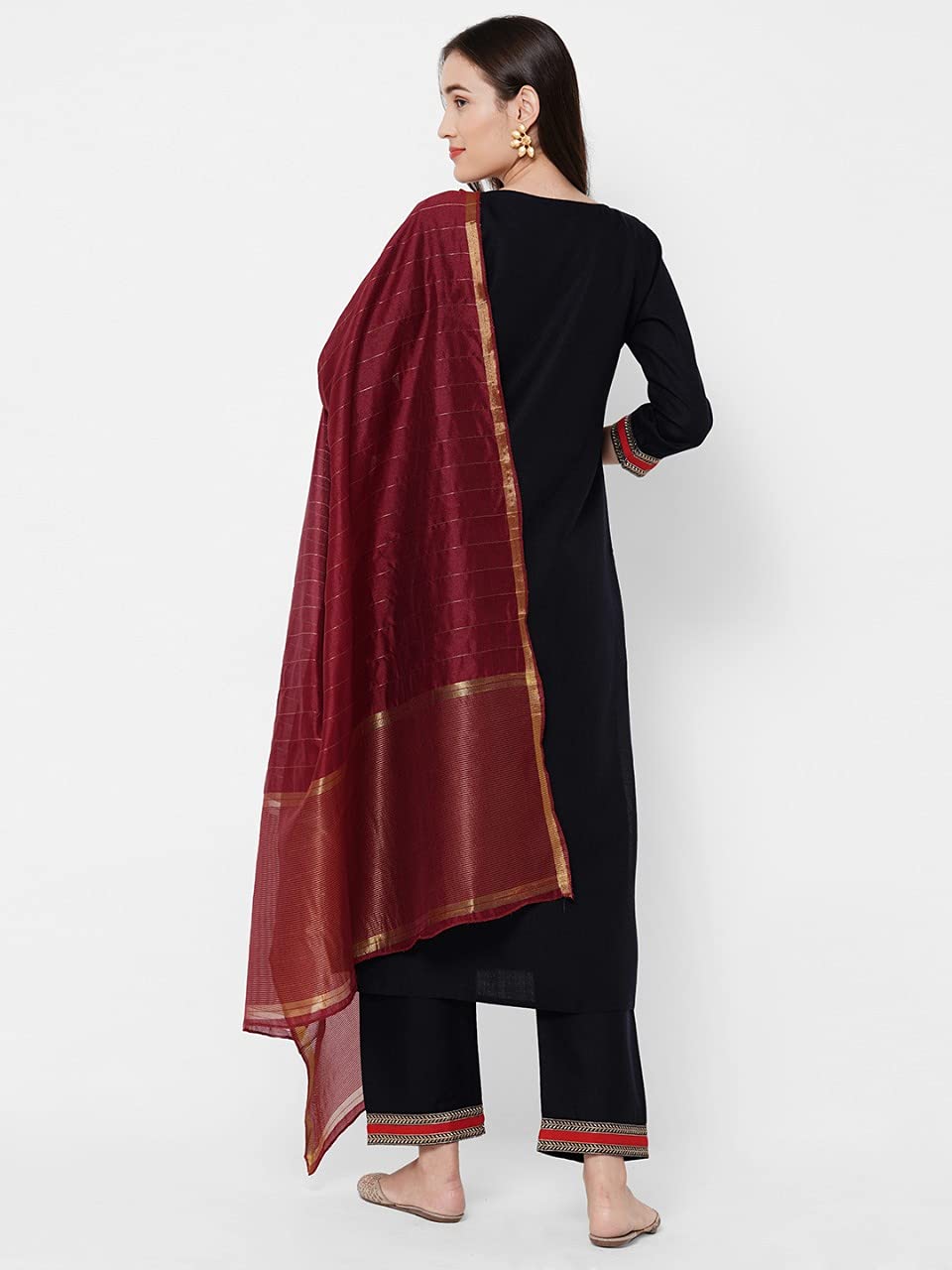 Anni Designer Women'S Cotton Blend Kurta Palazzos And Dupatta (Morning-Blue X-Large),Blue,XL,Cotton Blend,Palazzo,Scarf