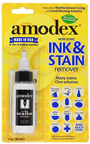 amodex Ink and Stain Remover Cleans Marker, Ink, Crayon, Pen, Makeup from Furniture, Skin, Clothing, Fabric, Leather - 1 Oun