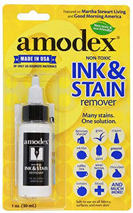 amodex Ink and Stain Remover Cleans Marker, Ink, Crayon, Pen, Makeup from Furniture, Skin, Clothing, Fabric, Leather - 1 Oun