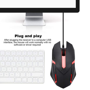 MS11 Wired Mouse 1600DPI Wired Game Mouse Backlight USB Mouse Ergonomic Gaming Notebook Office Mouse 2 Buttons +1 Wheel for Note