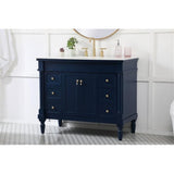 Elegant Decor Lexington 42 Solid Wood Single Bathroom Vanity In Blue