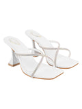 Shoetopia Stylish Embellished Kitten Heels White Sandal For Women & Girls Pencil Heels Fashionable And Comfortable Eu41,White,8,B0F317JSCJ
