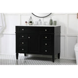 Elegant Decor Park Avenue 42 Metal Mdf Marble Single Bathroom Vanity In Black