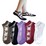 5 Pairs Ankle Length Socks Transparent Ultra Thin Lace Invisible Socks Assorted Color