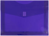 JAM PAPER Plastic Expansion Envelopes with Hook & Loop Closure - Letter Booklet - 9 3/4 x 13 with 2 Inch Expansion - Purple - 3/