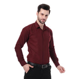 Xjarvis Austin Men'S Cotton Blend Shirt |Slim Fit Formal Shirt With Pocket |Plain | Long Sleeve Spread Collar | Casual Wear Regular Fit Shirt Pack Of 1 (Maroon S),Maroon,,B0F4X87J2Z