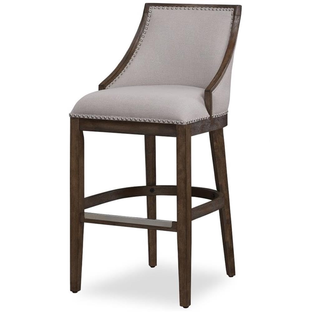American Woodcrafters Gilford 30-Inch Stationary Drift Brown Wood Bar Stool