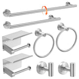 Brushed Silver 8-Piece Bathroom Hardware Set Stainless Steel, 24in and 16in Towel Bars Set Wall Mounted Bathroom Accessories