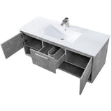Elegant Decor Kasper 48 Single Porcelain Top Floating Bathroom Vanity In Gray