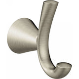 Moen Glyde Brushed Nickel Robe Hook, Double Wall Mounted Hanger for Towel or Bath Robe, YB2303BN