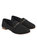 Shoetopia Women'S Blacksuede Loafers Stylish Slip-On Flats With Gold Accent For Office Casual & Daily Eu42,Black,9,B0F318V9XL