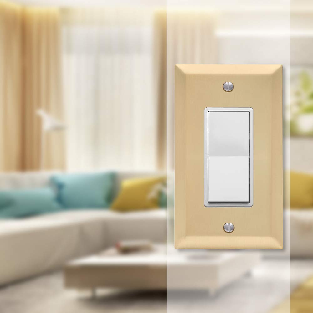 Amerelle 163Rsb Century Wallplate, 1 Rocker, Steel, Satin Brass, 1-Pack