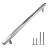 Modket 25 Pack Square Euro Bar Cabinet Handle 304 Stainless Steel - 12-5/8 Overall Length, 10-1/8 (256mm) Hole Center, Brushed N