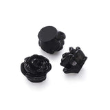 Sparkeads 50pcs 9x7mm Black Rose Beads for Rosary Necklaces Resin Flower Beads Drilled Rose Flower Embellishments for Buddha Mal