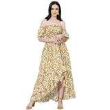 Oomph! Women'S Western & Fusion Wear Midi Dresses For Women Off Shoulder Yellow - Md674,Yellow 5Apparel,S