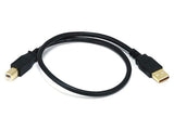 Monoprice 1.5Feet USB 2.0 A Male to B Male 28/24AWG Cable (Gold Plated) (105436),Black
