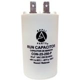 Appli Parts Run Capacitor for Electric Motors 25 Mfd uF (microfarads) 250VAC Plastic Case with terminals CBB60 Round Universal f