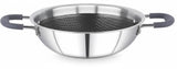 Granny Kitchen Triply Stainless Steel Honeycomb NonStick Kadai | Induction & Gas Compatible | Scratch Resistant | Silver (24 Cm