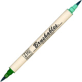 Zig Kuretake Brushables 040 PURE GREEN Pen Twin Brush Tips, Waterproof When Dry, Flexible Brush for Illustrating Cartooning Prof