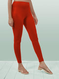 Lyra Women Solid Premium Cotton Ankle Length Leggings | Mid-Waist | Fashionwear Tomato Red L