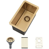 10 Inch Gold Bar Sink Undermount-VASOYO 10x18 Inch Undermount Bar Sink Gold Wet Bar Kitchen Prep Single Bowl 16 Gauge Small Kitc