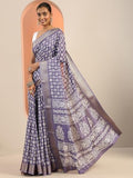 Libas Womens Printed Silk Blend Saree With Blouse Piece Lavender Onesize
