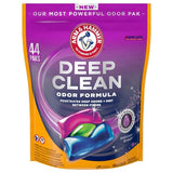ARM & HAMMER Deep Clean Odor Formula Laundry Detergent Power Paks, Laundry Odor Remover, Radiant Burst Scent, 44 Count, 44 Loads