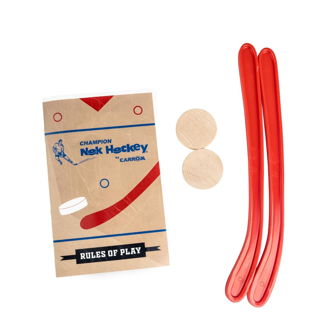 Carrom Champion Nok Hockey Game Equipment Set - Includes 2 Sticks and 2 Wood Pucks - Extra Accessories for Board Games for Adult