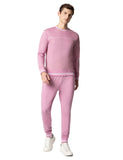 Fyltr Men'S Sweatshirt & Jogger Casual Co-Ord Set With Striped Rib Detail - Stripe Rib Detail On Neck Cuff & Hem | Casual Winterwear For Men,Peony Pink,Peony Pink,Xl