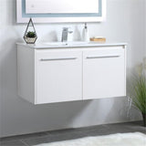 Elegant Decor Rasina 36 Single Porcelain Top Floating Bathroom Vanity In White