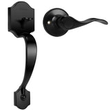 Tinewa Single Cylinder Exterior Handleset, Keyless Front Door Handle with Lever Inside, Low Profile Front Lock Handleset with Ha