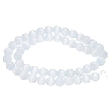 HARFINGTON 48pcs Cream White Cat's Eye Stone Beads 8mm Round Smooth Gemstone Crystal Loose Bead for Jewelry Making Bracelets Nec