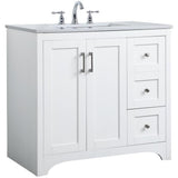Elegant Decor Moore 36 Single Quartz Top Bathroom Vanity In White