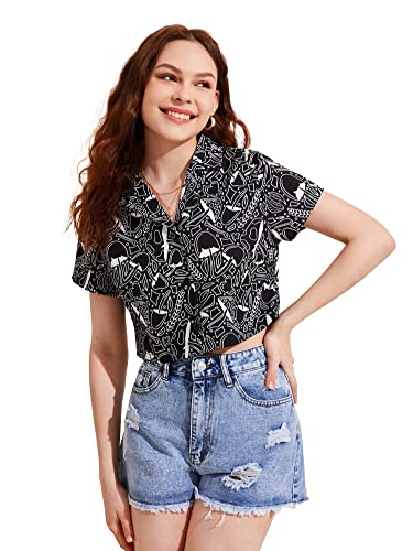 Toplot Women'S Casual Printed Crop Top With Short Sleeve Pack Of 2 (Combo-5135-Blk-Sml-L),Black-Smile,,B0CCXTSNQ4
