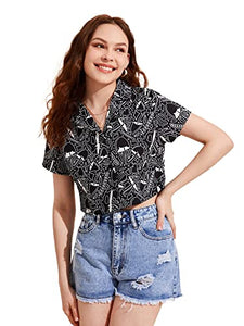 Toplot Women'S Casual Printed Crop Top With Short Sleeve Pack Of 2 (Combo-5135-Blk-Sml-L),Black-Smile,,B0CCXTSNQ4
