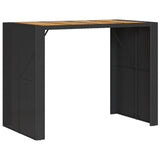 Vidaxl Patio Table With Acacia Wood Top - Outdoor Furniture - Black Poly Rattan Frame - Powder-Coated Steel - 57.1' Length X 31.5' Width X 43.3' Height - Rectangular Modern Garden Table