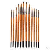 Zoomella 24Pcs Artist Paint Brush Set Nylon Hair Acrylic Watercolor Round Pointed Tipcrafts|Art Supplies|Painting Supplies|Artis