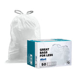 Plasticplace Custom Fit Trash Bags, Compatible with simplehuman Code Q (50 Count) White Drawstring Garbage Liners 1317 Gallon/ 